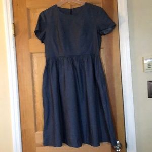 Classic Short-Sleeve Navy Fit-and-Flare Dress